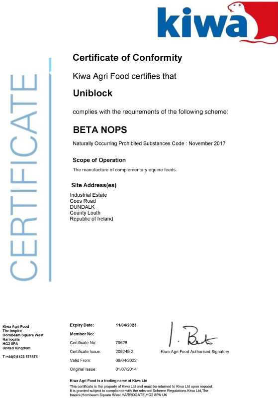 KIWA certificate